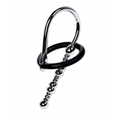 Серебристый уретральный плаг-бусины TOYFA Metal с мягким фиксириющим кольцом - ToyFa - купить с доставкой в Ачинске