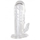 Прозрачная гелевая насадка с клиторальным отростком - 13 см. - Toyfa Basic - в Ачинске купить с доставкой