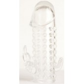 Гелевая прозрачная насадка с 2 отростками - 13 см. - Toyfa Basic - в Ачинске купить с доставкой