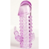 Закрытая фиолетовая насадка с 2 отростками - 13 см. - Toyfa Basic - в Ачинске купить с доставкой