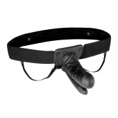 Полый страпон с двумя отростками и вибрацией Unisex Vibrating Hollow Strap-On Double Penetrating Dildo - 17,8 см. - Lux Fetish - купить с доставкой в Ачинске