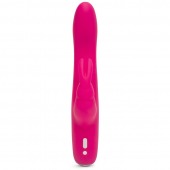 Розовый перезаряжаемый вибратор Rabbit Slimline Curve Rechargeable - 24 см. - Happy Rabbit