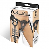 Черные трусики для страпона из патентованной кожи - Lux Fetish - купить с доставкой в Ачинске