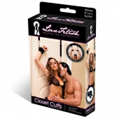 Черные фиксаторы с креплением к двери - Lux Fetish - купить с доставкой в Ачинске