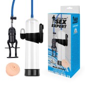 Прозрачная вакуумная вибропомпа Sex Expert с насадкой-вагиной - Sex Expert - в Ачинске купить с доставкой