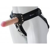 Черный пояс-трусики с насадкой  Гламур Dana  - 15,5 см. - LOVETOY (А-Полимер) - купить с доставкой в Ачинске
