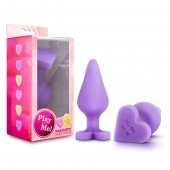 Фиолетовая анальная пробка Naughty Candy Heart Do Me Now - 8,9 см. - Blush Novelties - купить с доставкой в Ачинске