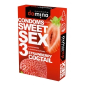 Презервативы для орального секса DOMINO Sweet Sex с ароматом клубничного коктейля  - 3 шт. - Domino - купить с доставкой в Ачинске
