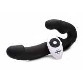 Черный безремневой страпон Urge Silicone Strap On с пультом ДУ - 24 см. - XR Brands - купить с доставкой в Ачинске