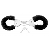 Меховые чёрные наручники Beginner s Furry Cuffs - Pipedream - купить с доставкой в Ачинске