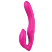 Ярко-розовый безремневой страпон REMOTE DOUBLE DIPPER - 22 см. - Dream Toys - купить с доставкой в Ачинске