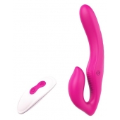 Ярко-розовый безремневой страпон REMOTE DOUBLE DIPPER - 22 см. - Dream Toys - купить с доставкой в Ачинске