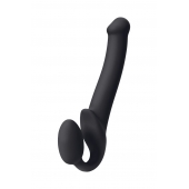 Черный безремневой страпон Silicone Bendable Strap-On M - Strap-on-me - купить с доставкой в Ачинске