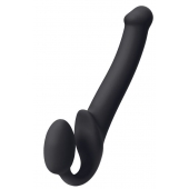 Черный безремневой страпон Silicone Bendable Strap-On M - Strap-on-me - купить с доставкой в Ачинске