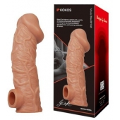 Телесная насадка на фаллос с отверстием для мошонки EXTREME SLEEVE - 17,6 см. - KOKOS - в Ачинске купить с доставкой