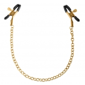 Чёрные с золотом зажимы на соски Gold Chain Nipple Clamps - Pipedream - купить с доставкой в Ачинске