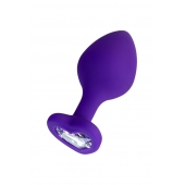 Фиолетовая анальная втулка Diamond Heart с прозрачным кристаллом - 8 см. - ToyFa - купить с доставкой в Ачинске