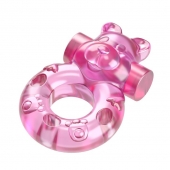 Розовое эрекционное виброкольцо на пенис Pink Bear - Baile - в Ачинске купить с доставкой