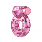 Розовое эрекционное кольцо с вибрацией Pink Bear - Baile - в Ачинске купить с доставкой