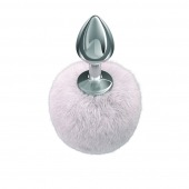 Серебристая анальная пробка с белым пушистым хвостиком Twinkle - Lola Games - купить с доставкой в Ачинске