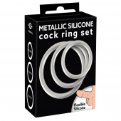 Набор из 3 эрекционных колец под металл Metallic Silicone Cock Ring Set - Orion - в Ачинске купить с доставкой