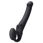 Черный безремневой вибрострапон Silicone Bendable Strap-On M - Strap-on-me - купить с доставкой в Ачинске