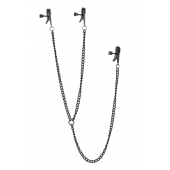 Черные зажимы на соски и клитор на цепочке DELUXE NIPPLE   CLIT CLAMPS - Dream Toys - купить с доставкой в Ачинске