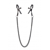 Черные зажимы на соски на цепочке BLAZE DELUXE NIPPLE CLAMPS - Dream Toys - купить с доставкой в Ачинске