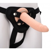 Телесный страпон на черных трусиках STRAP ON REAL DILDO - 20 см. - Dream Toys - купить с доставкой в Ачинске