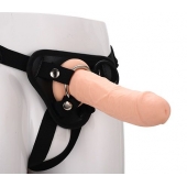 Черные трусики с телесной насадкой STRAP ON REAL DILDO - 21 см. - Dream Toys - купить с доставкой в Ачинске