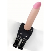 Черный узкий пояс на бедро с телесной насадкой - LOVETOY (А-Полимер) - купить с доставкой в Ачинске