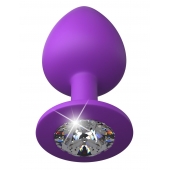 Фиолетовая анальная пробка со стразом Her Little Gem Large Plug - 9,5 см. - Pipedream - купить с доставкой в Ачинске