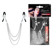 Оригинальные зажимы на соски с тройной цепочкой - Notabu - купить с доставкой в Ачинске