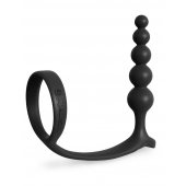 Черная анальная цепочка с эрекционным кольцом Ass-gasm Cockring Anal Beads - Pipedream - в Ачинске купить с доставкой