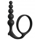 Черная анальная цепочка с эрекционным кольцом Ass-gasm Cockring Anal Beads - Pipedream - в Ачинске купить с доставкой