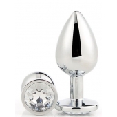 Серебристая анальная втулка с прозрачным кристаллом - 7,1 см. - Dream Toys - купить с доставкой в Ачинске