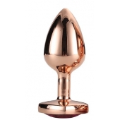 Золотистая анальная втулка с кристаллом-сердечком розового цвета - 7,1 см. - Dream Toys - купить с доставкой в Ачинске