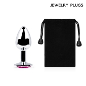 Серебристая анальная пробка с малиновым кристаллом - 7,2 см. - Anal Jewelry Plug - купить с доставкой в Ачинске