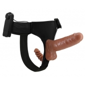 Страпон с вагинальной пробкой и вибрацией Ultra Passionate Harness - 16 см. - Baile - купить с доставкой в Ачинске