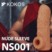 Телесная открытая насадка-реалистик с подхватом мошонки Nude Sleeve L - 14 см. - KOKOS - в Ачинске купить с доставкой