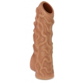 Телесная насадка с венками и открытой головкой Nude Sleeve M - 12 см. - KOKOS - в Ачинске купить с доставкой