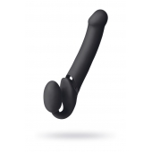 Черный безремневой вибрострапон Vibrating Bendable Strap-On L - Strap-on-me - купить с доставкой в Ачинске