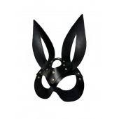Черная кожаная маска зайки Miss Bunny - БДСМ Арсенал - купить с доставкой в Ачинске