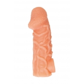 Телесная закрытая насадка с венками Cock Sleeve Size L - 17,6 см. - KOKOS - в Ачинске купить с доставкой