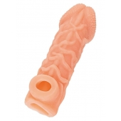 Телесная закрытая насадка с венками Cock Sleeve Size L - 17,6 см. - KOKOS - в Ачинске купить с доставкой