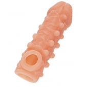 Телесная закрытая насадка с шариками Cock Sleeve Size M - 15,6 см. - KOKOS - в Ачинске купить с доставкой