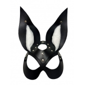 Черная маска зайки с белым мехом на ушках Miss Bunny - БДСМ Арсенал - купить с доставкой в Ачинске
