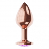 Пробка цвета розового золота с фиолетовым кристаллом Diamond Amethyst Shine S - 7,2 см. - Lola Games - купить с доставкой в Ачинске