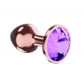 Пробка цвета розового золота с фиолетовым кристаллом Diamond Amethyst Shine L - 8,3 см. - Lola Games - купить с доставкой в Ачинске