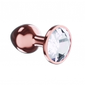 Пробка цвета розового золота с прозрачным кристаллом Diamond Moonstone Shine L - 8,3 см. - Lola Games - купить с доставкой в Ачинске